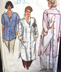 9324 SS-LS VOGUE BUTTON FRONT/BACK SHIRT LENGTHS PATTERN 8-18 2 SZS